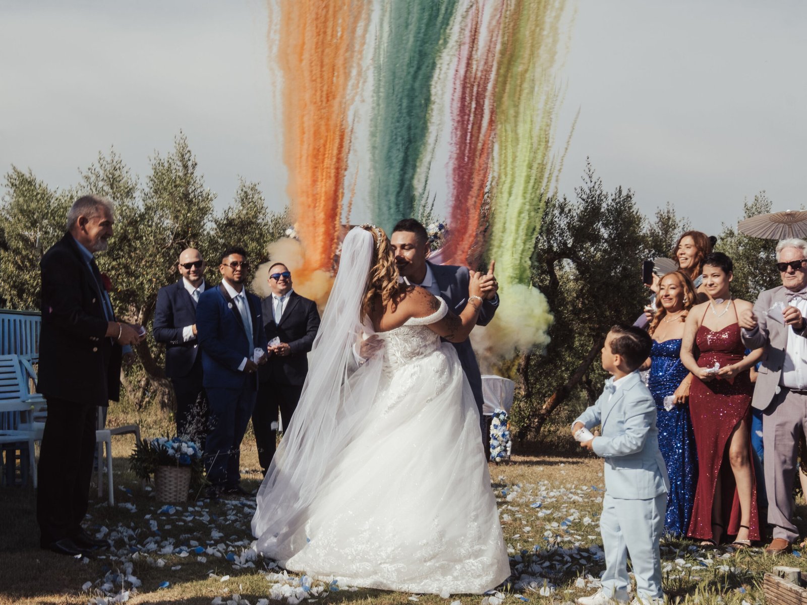 Wedding ceremony with coloured smoke – Once Upon Weddings portfolio